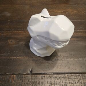 White Ceramic Dinosaur Head Piggie Bank